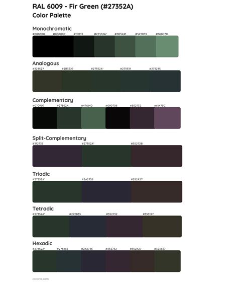 Ral 6009 Fir Green Color Palettes