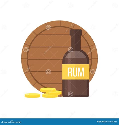 Bouteille De Rhum De Pirate Et Illustration De Vecteur De Baril