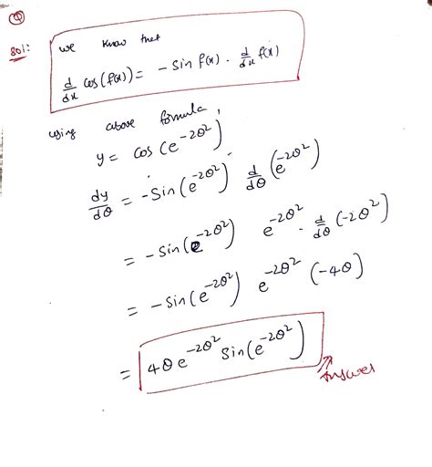 Solved Q Find The Derivative Of The Given Function Y Cos E