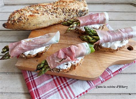 Dans la cuisine d Hilary Crostini aux asperges jambon cru et chèvre