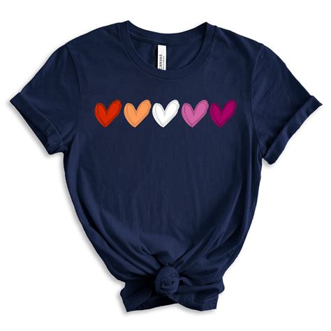 Lesbian Hearts Pride Shirt Lesbian Couple Gift Shirt LGBTQ Queer Tshirt Subtle Lesbian Tshirt