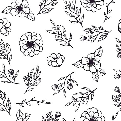 Premium Vector Doodle Floral Seamless Pattern With Hand Drawn Flowers