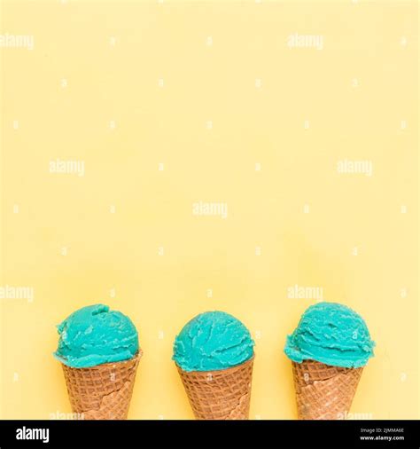 Sugar Cornets With Turquoise Ice Cream Stock Photo Alamy
