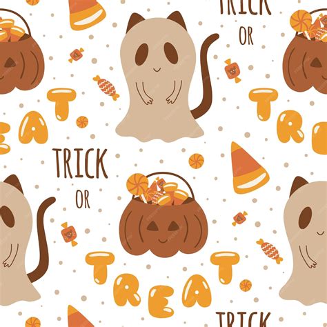 Premium Vector | Trick or treat pattern sweet halloween candies