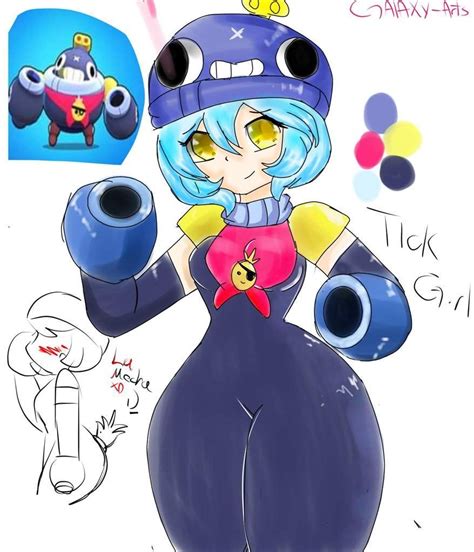 Female Tick Brawl Stars Gijinka Human Милые рисунки Игровые арты