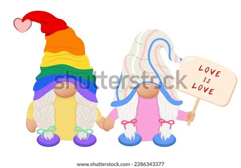 Cute Lesbian Couple Gnomes Poster Pride Stock Vector Royalty Free Shutterstock