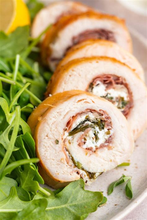 Chicken Roulade With Goat Cheese Spinach And Prosciutto 40 Aprons