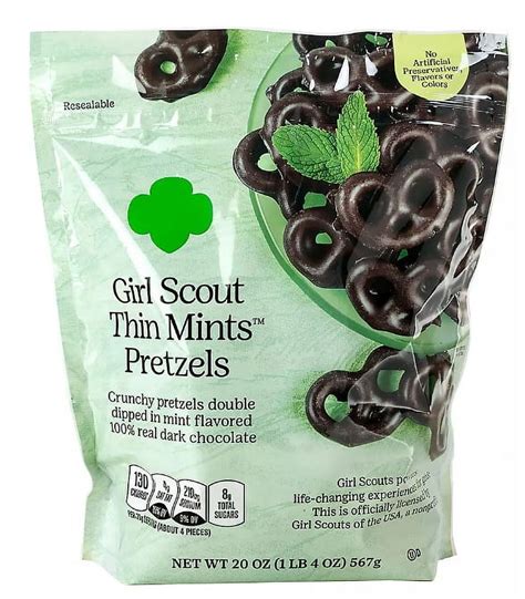 Girl Scouts Thin Mints Chocolate Covered Dipped Pretzels Resealable Bag 20 Oz