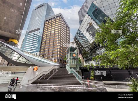 Skyscrappers And Entrance To Wynyard Metro Station In Napoleon Plaza