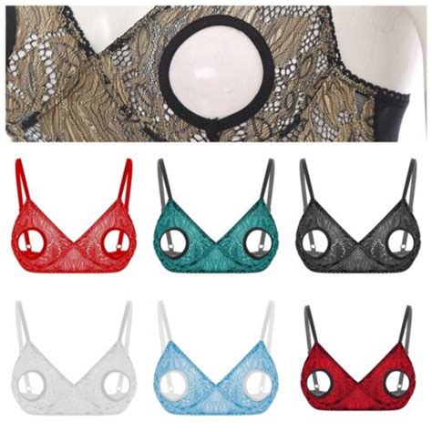 Women S Lingerie Mesh Hollow Out Open Nipples Wireless Unlined Bra Tops Bralette EBay