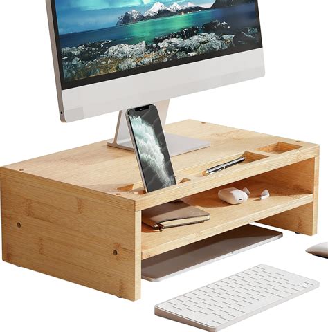 Amazon Bamboo Monitor Stand Tiers Computer Monitor Riser With