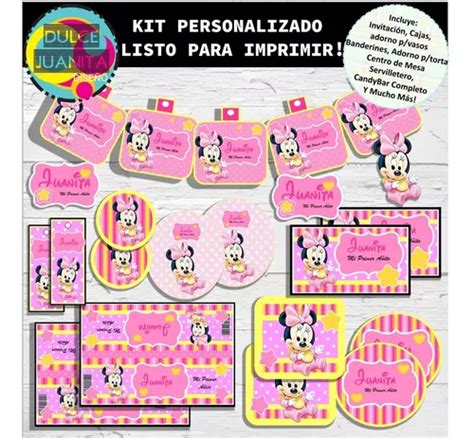 Kit Cumpleaños Personalizado Imprimible Minnie Mouse Bebe en venta en