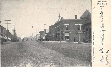 West Branch Michigan Main Street Scene Historic Bldgs Antique Postcard