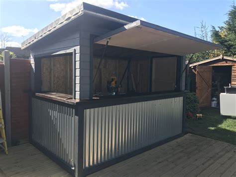 DIY Garden Bar with Corrugated Roof