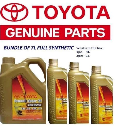 Toyota Genuine Motor Oil Full Synthetic 5W 40 Bundle Of 7Liters