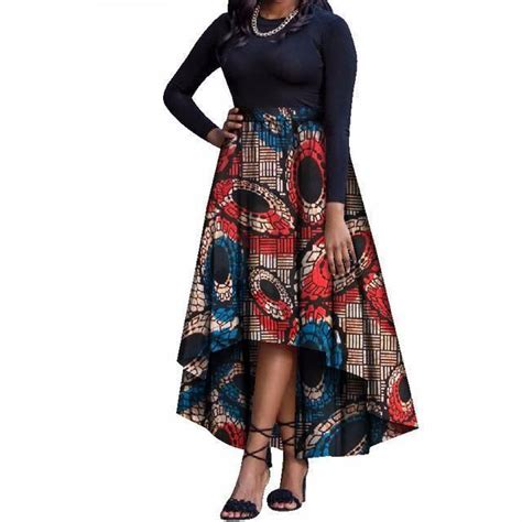 Traditional African Print Casual High Waist A Line Maxi Skirt African Print African Print