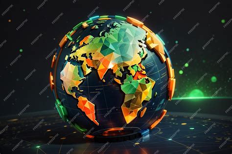 Premium Photo Futuristic Glowing Low Polygonal Planet Earth Globe Map