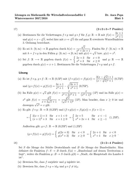 Blatt 5 Loesung Wintersemester L Osungen Zu Mathematik F Ur