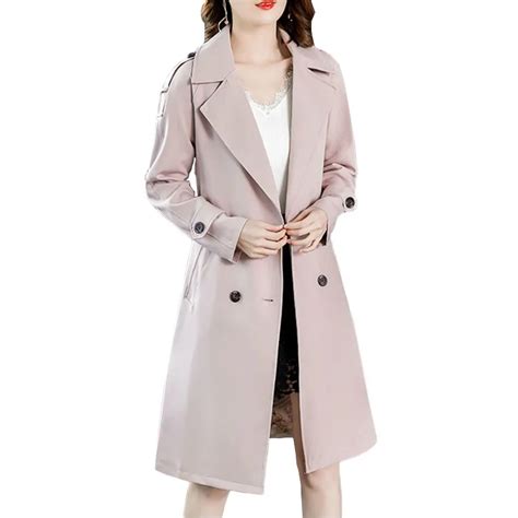 Autumn 2018 New Woman Classic Double Breasted Long Trench Coats Fashion