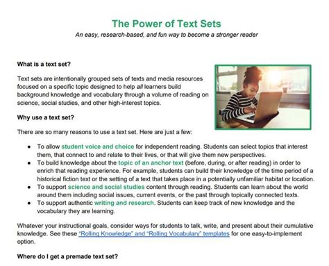 power  text sets text set student voice independent reading