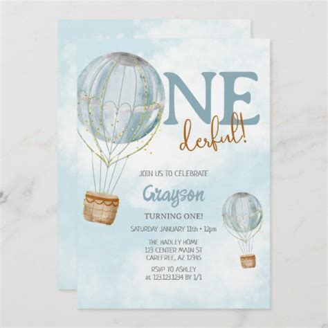 Hot Air Balloon St Birthday Invitation Zazzle