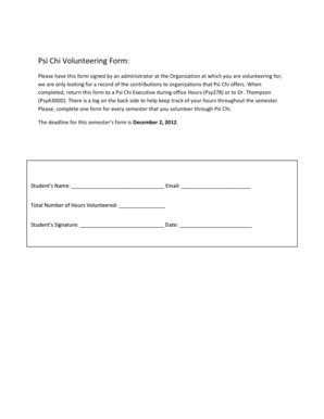 Fillable Online Indiana Psi Chi Volunteering Form Indiana Fax Email