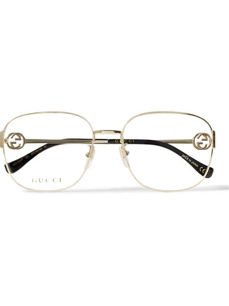 Gucci Square Frame Chain Embellished Gold Tone Optical Glasses ModeSens