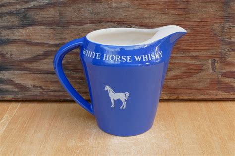 Vintage White Horse Whisky Advertising Pitcher Pub Jug Water Pitcher