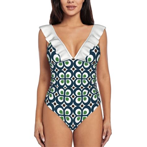 Swimwear 2024 Era Retro 60s Pattern Sexy One Shoulder One Piece