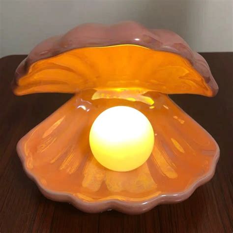 Glowing Pearl In Shell Lamp Night Light Etsy