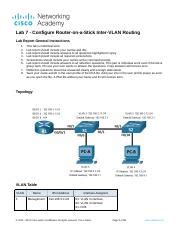 Lab 7 352 2 Docx Lab 7 Configure Router On A Stick Inter VLAN