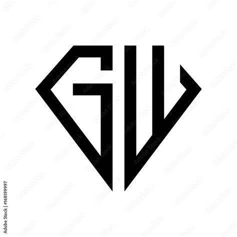 Initial Letters Logo Gw Black Monogram Diamond Pentagon Shape Stock