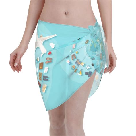 Coaee Travelling On Airplane Women S Short Sarongs Beach Wrap Sheer Bikini Wraps Chiffon Cover