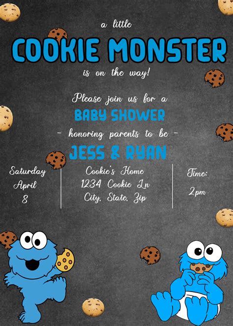 Cookie Monster Baby Shower Invitation - Etsy