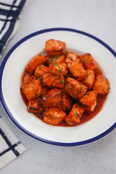 Hot Honey Salmon Bites Air Fried Cooked By Julie