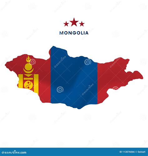 Mongolia Map With Waving Flag Vector Illustration Stock Illustration