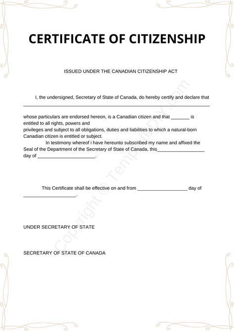 Certificate Of Citizenship Blank Printable Template In Pdf And Word