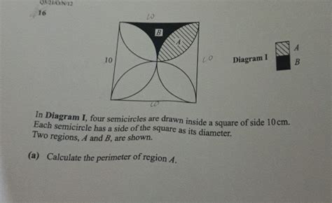 Solved Qs2moni2 16 Diagram I In Diagram I Four Semicircles Are Drawn