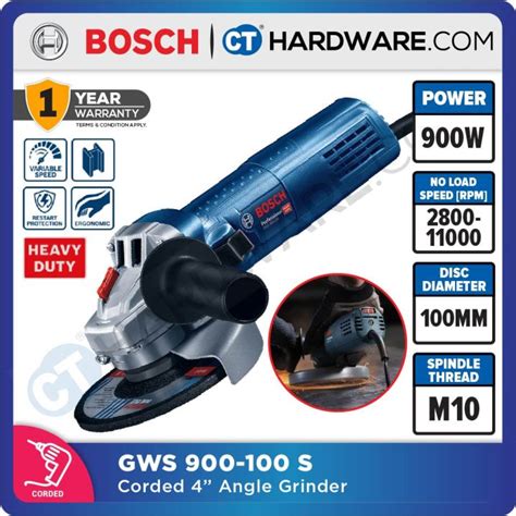 BOSCH GWS 900 100 S PROFESSIONAL CORDED ANGLE GRINDER 4 900W WITH