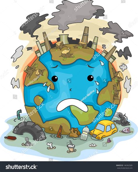 illustration  crying earth due  pollution  shutterstock