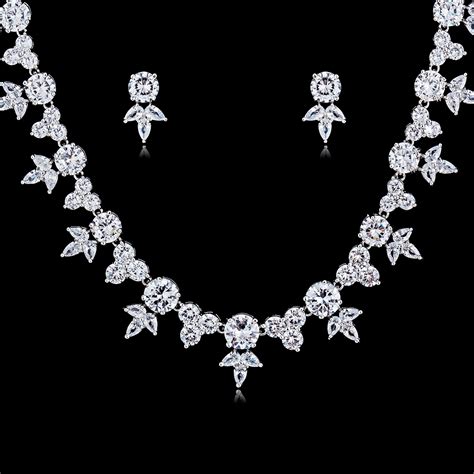 Wedding Cubic Zirconia Necklace And Earring Sets 1JJ050950S