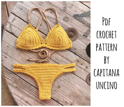 Pdf File For Crochet Pattern Marina Crochet Bikini Top And Brazilian Bottom Sizes Xs L Surfer