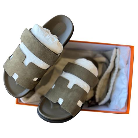 Hermès Hermes Cyprus sandals Khaki Leather ref.572448 - Joli Closet