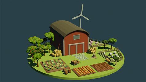 Low Poly Farm 3d Modell Turbosquid 2060574