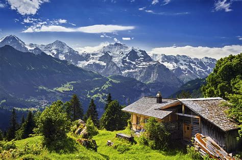 Hd Wallpaper Man Made Village House Landscape Mountain