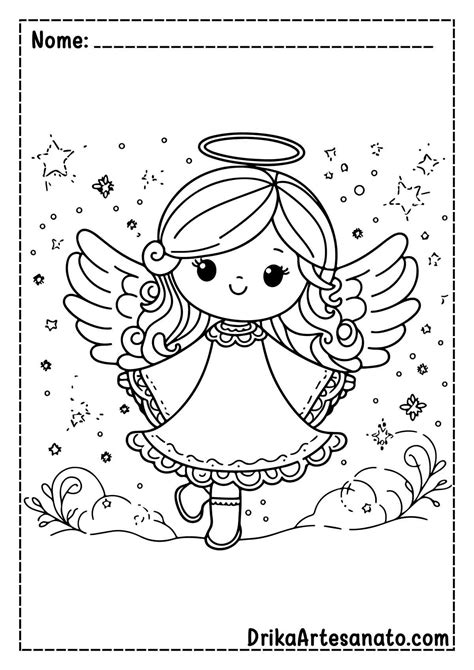 50 Desenhos de Anjos para Colorir Grátis em PDF