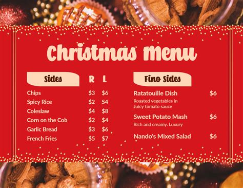 customizable christmas menu templates