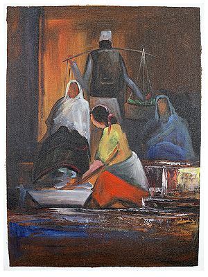 The Family | Oil Painting | Exotic India Art