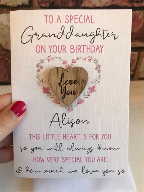 Personalised Granddaughter Birthday Card Keepsake Love You Etsy Uk