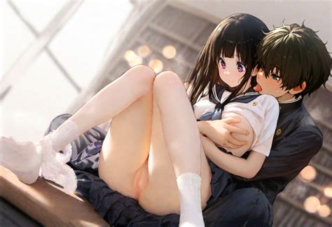 Rule 34 Ai Generated Black Hair Blush Breasts Chitanda Eru Embarrassed Female Hyouka Male